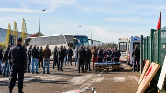 À Reims (Bezannes), un patron fonce en bus sur des grévistes et blesse deux personnes