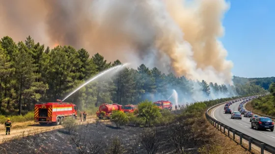 Feu de forêt à Jazeneuil : l'incendie a mobilisé de nombreux pompiers et menacé l'A10