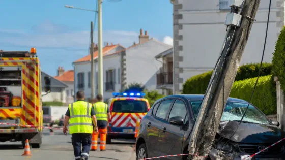 Les Sables-d'Olonne : une voiture percute un poteau électrique, les secours mobilisés