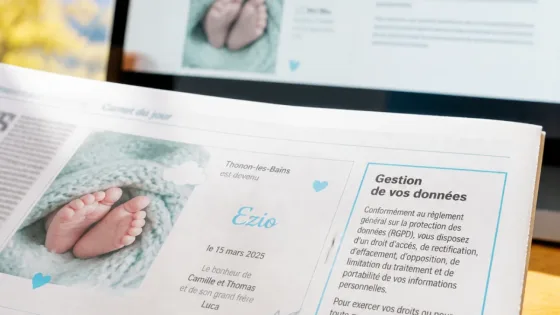 Naissance à Thonon-les-Bains : un faire-part pour Ezio publié par Le Dauphiné