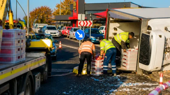 Saint-Quentin : camion frigorifique se renverse au rond‑point du McDonald’s, circulation perturbée