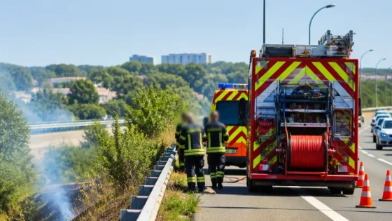 Un départ de feu maîtrisé près du périphérique de Caen à Bretteville‑sur‑Odon