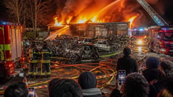 Un important incendie ravage une fourrière à Montreuil, une trentaine de véhicules endommagés
