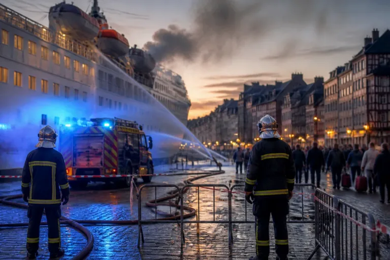 Honfleur: incendie sur un bateau de croisière, 132 personnes évacuées et secteur bouclé