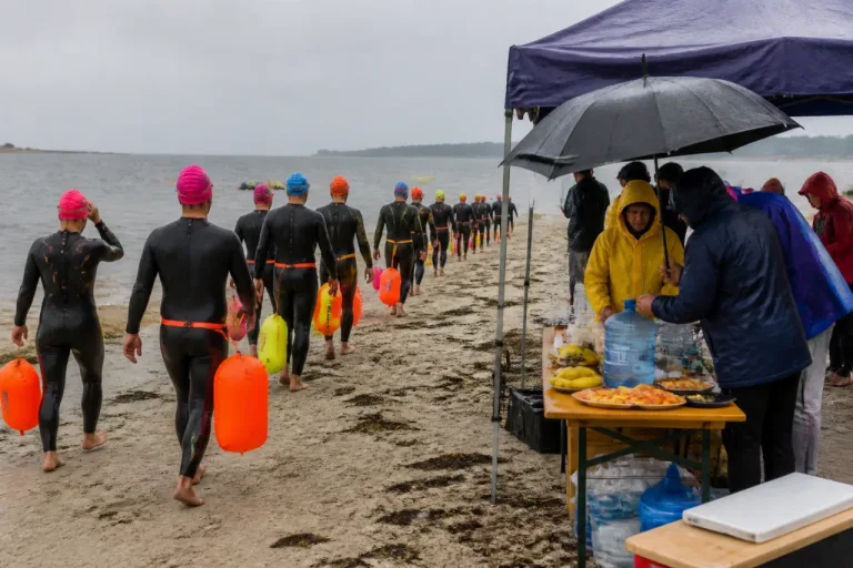 À Fouesnant, la Rand’eau solidaire réunit une centaine de nageurs malgré la pluie