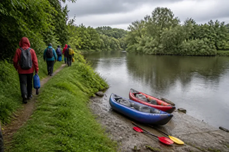 À Saint-Caradec, une sortie mêle marche et kayak gonflable le long du Blavet