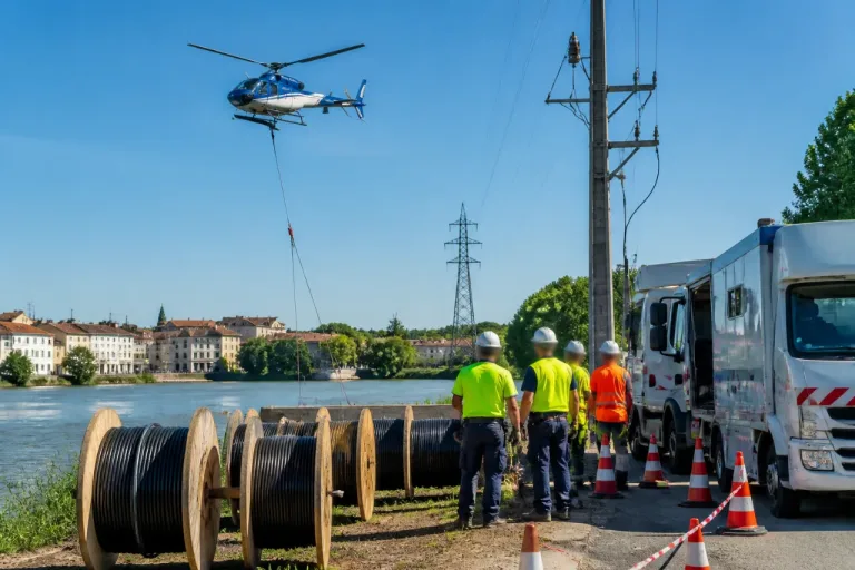 À Bayonne, un hélicoptère mobilisé pour remplacer 600 m de ligne moyenne tension