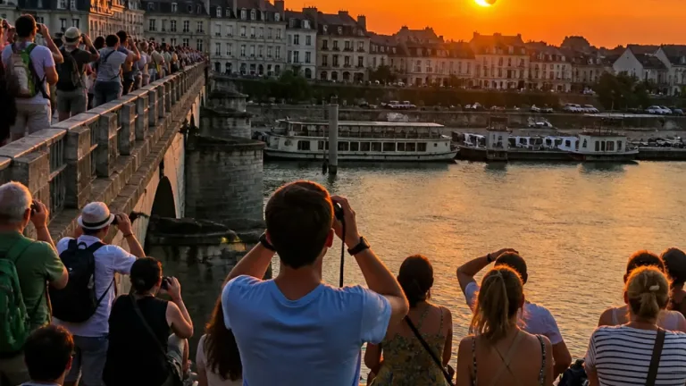 À Blois, la foule s'est retrouvée sur la rive gauche pour observer l’éclipse solaire