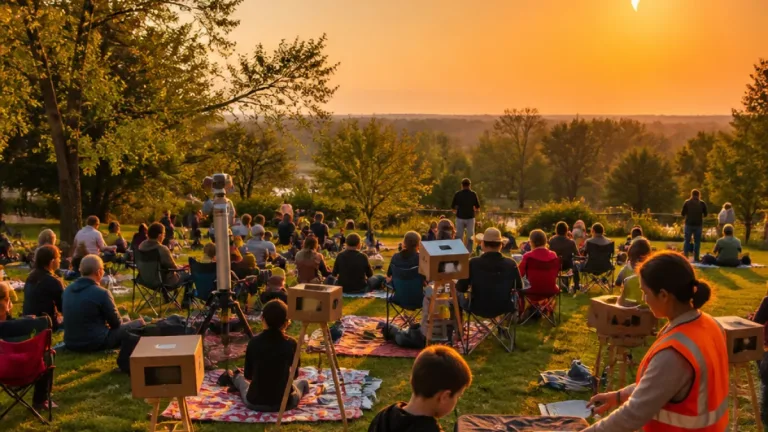 À Chevru, une centaine de personnes réunies pour l'éclipse dans le parc intergénérationnel