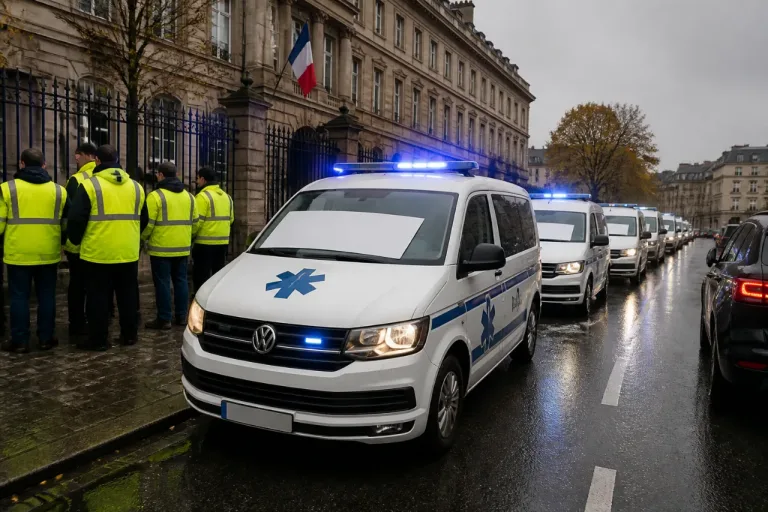 À Colmar, la colère des ambulanciers du Haut-Rhin gronde devant la préfecture