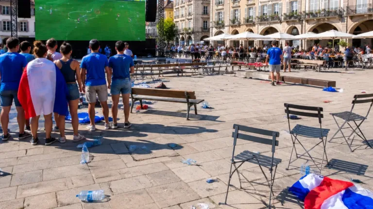 À Épinal, la demi‑finale laisse une place vide sur la Place des Vosges malgré la canicule