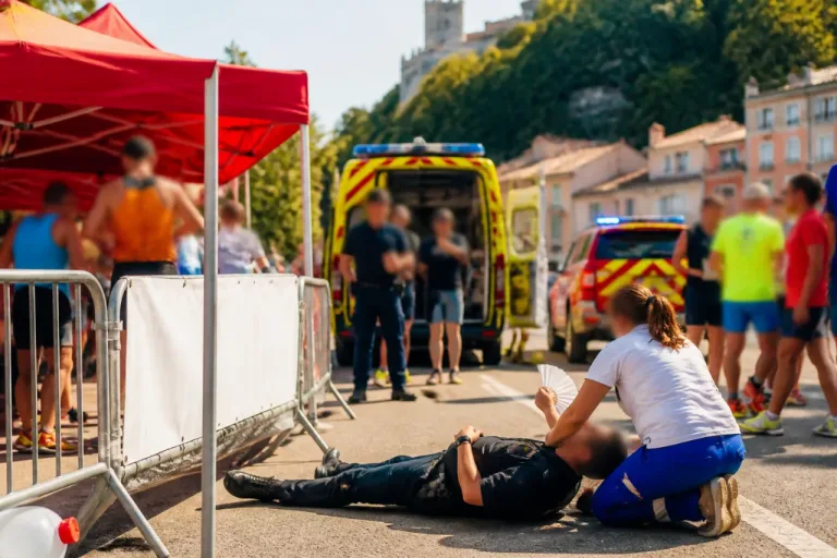 À Foix, une cheminote de la CGT porte secours à un CRS victime d'un malaise à l'arrivée