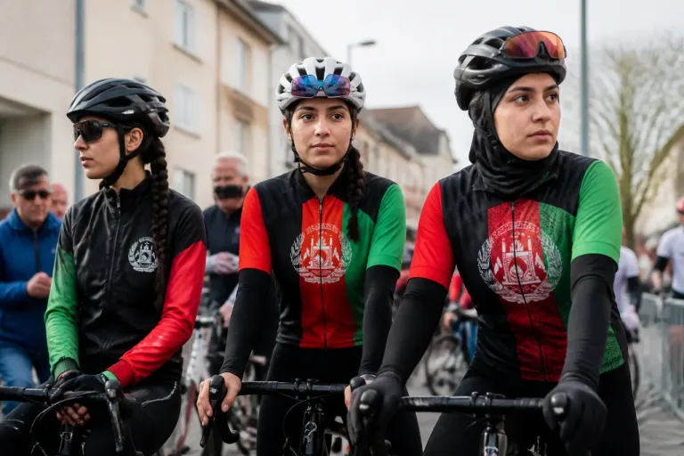 À La Tour-du-Pin, trois cyclistes afghanes au départ d’un championnat au fort symbole