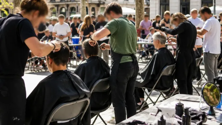 À Lyon, des coiffeurs bénévoles redonnent dignité aux personnes sans-abri place Carnot