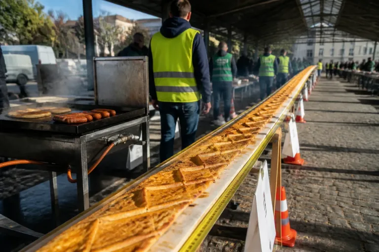À Rennes, record mondial de galette-saucisse: 256 m sous la halle des Lices