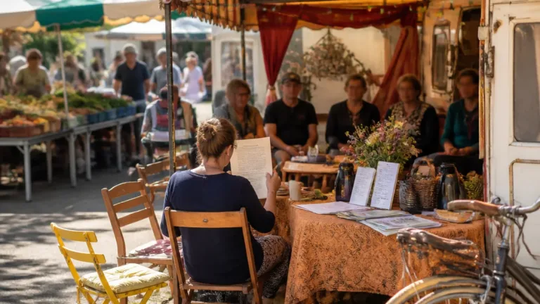À Solesmes, une guinguette mobile donne la parole aux migrants et séduit le marché