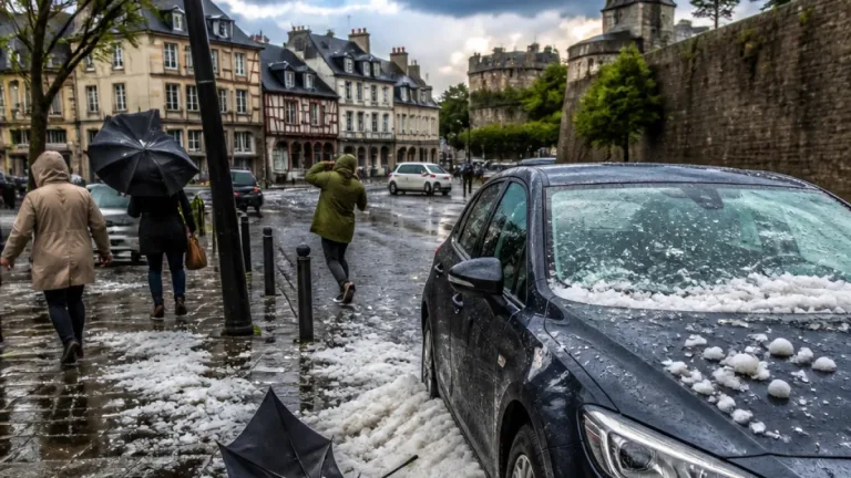 À Vannes, un orage violent et des grêlons spectaculaires frappent le Pays de Vannes