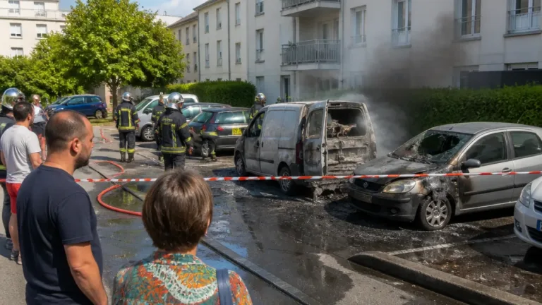 À Vannes, un utilitaire s’embrase dans le quartier de Kercado : deux voitures endommagées