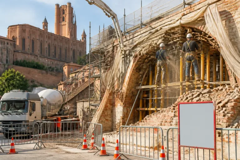 Albi : des travaux d'urgence lancés pour sécuriser une arche effondrée près de la cathédrale