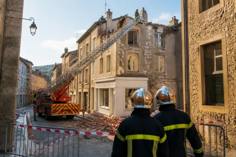 Annonay: deux cheminées s’effondrent, une habitante évacuée et la rue Saint‑Michel fermée