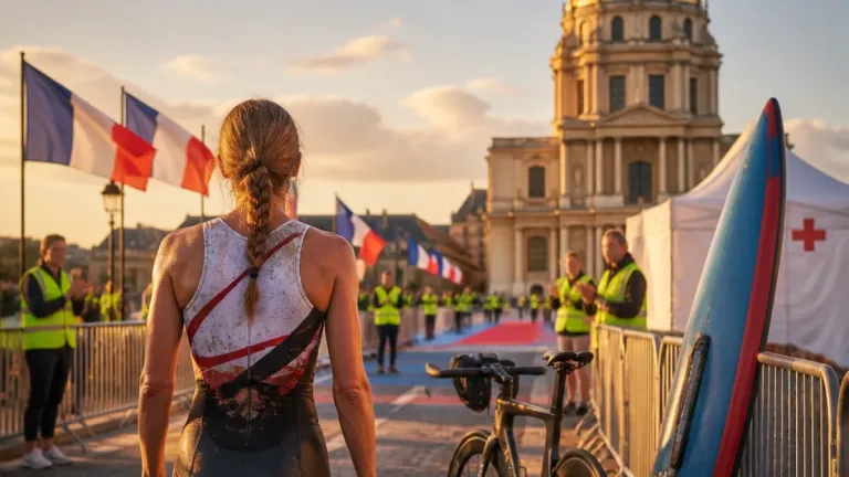 Après 900 km d’effort, elle franchit la ligne aux Invalides et remercie les bénévoles