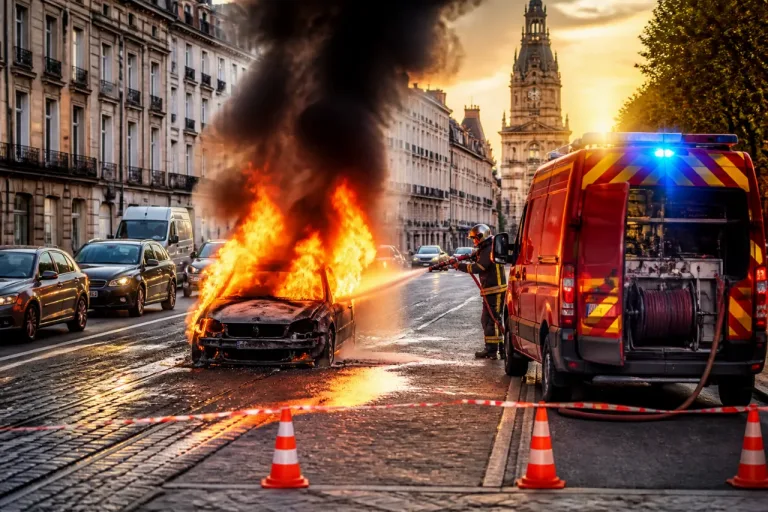 Arras : feu de voiture rue Sainte‑Claire, circulation ralentie près du Main Square