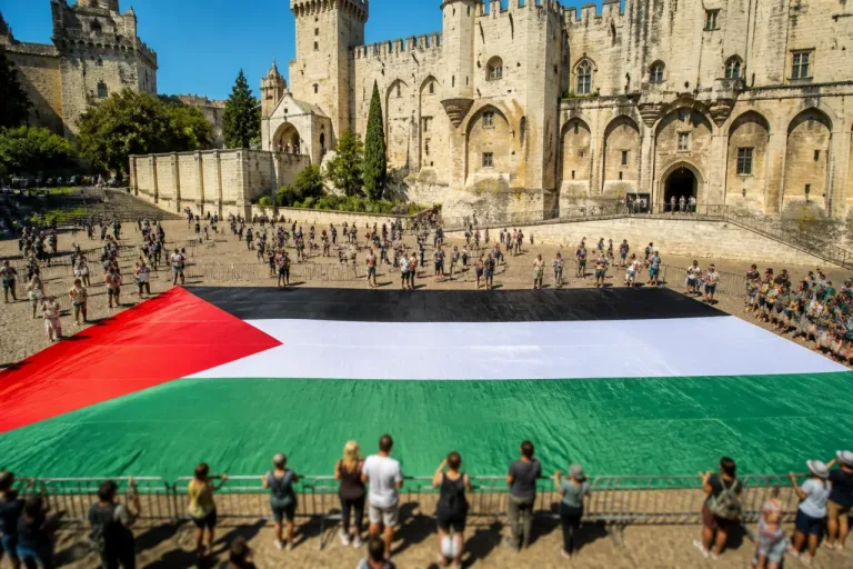 Avignon : un drapeau palestinien géant déployé sur la place du Palais des Papes