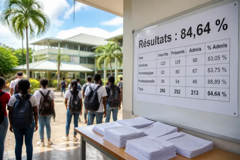 Baccalauréat 2026 en Martinique : 84,64 % d'admis au premier groupe, progression de 2,64 points