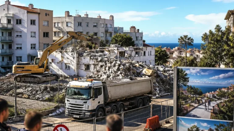 Bastia : démolition du bâtiment 36 A à la cité des Monts, les pelleteuses achèvent le chantier
