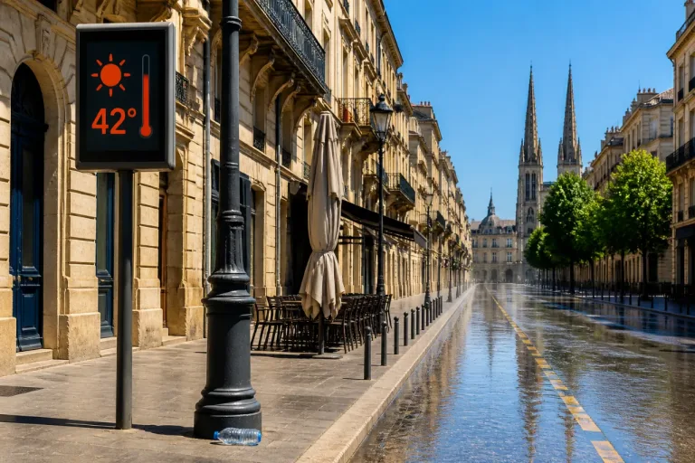 Bordeaux : vigilance canicule — la ville attend un pic à 42 °C ce mardi