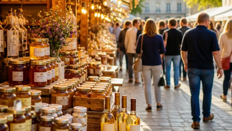 Bourges : marché nocturne à la place Cujas, dégustation de miels et de vins locaux