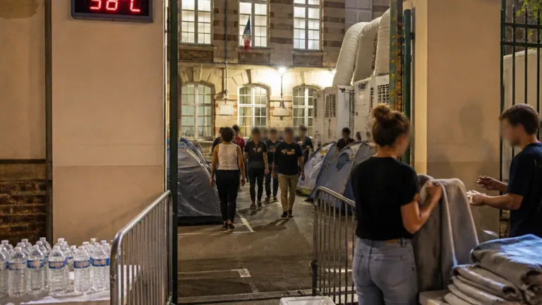 Canicule à Bondy : le préfet visite la halte de nuit de 100 places installée à l’école du Stade