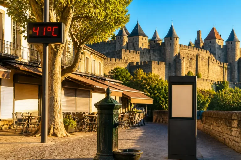 Canicule attendue à Carcassonne : pic à 41 °C jeudi, vigilance et conseils