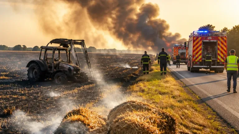 Canicule : plusieurs feux de champs en Seine‑Maritime, des agriculteurs légèrement blessés