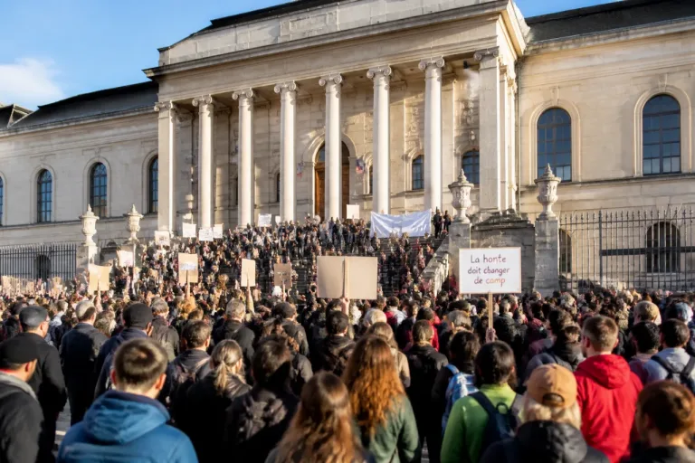 Chambéry : 200 personnes manifestent devant le palais de justice pour l'affaire Lyhanna