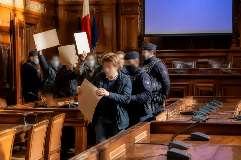 Conseil municipal de Périgueux interrompu et évacuation de manifestants