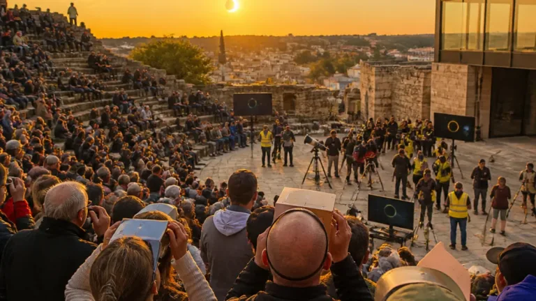 Des milliers de Viennois réunis pour l’éclipse, un spectacle partagé entre théâtre antique et parvis du TAP