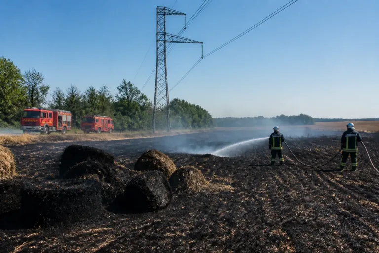 Deux feux en Lomagne: 5 000 m² de chaume et 80 bottes de paille, Enedis coupe une ligne