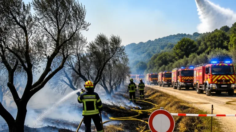 Deux incendies maîtrisés dans le Gard : oliveraie et végétation touchées, intervention soutenue