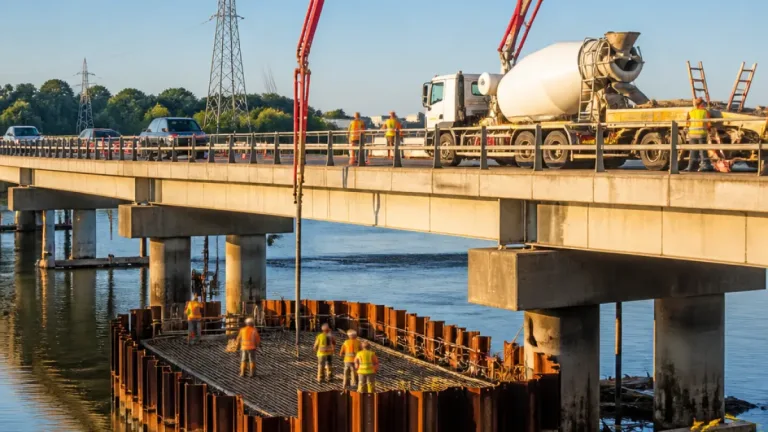 Deux mois de travaux sous la Route Bleue pour renforcer les piles du pont du Brivet