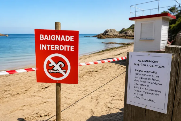 Fermanville interdit la baignade à Fréval après une alerte E. coli