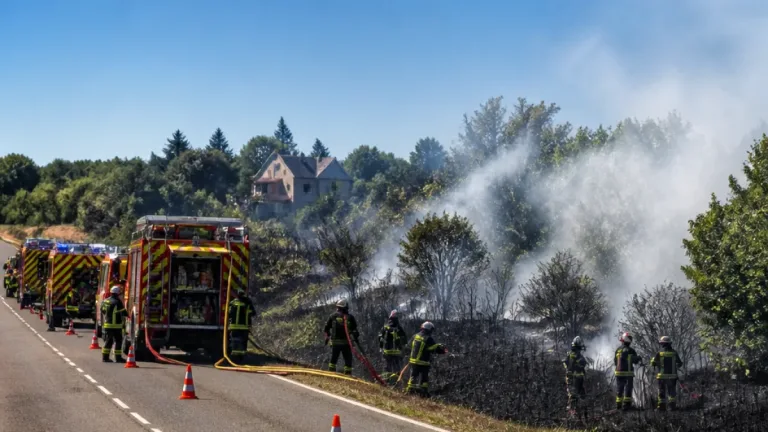Feu de broussailles le long de la D951 à Chambon‑Sainte‑Croix : deux hectares brûlés, aucun domicile menacé