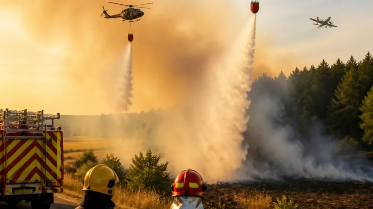 Feu de forêt à Bussière-Galant : deux hélicoptères mobilisés pour contenir un périmètre d'environ 10 ha