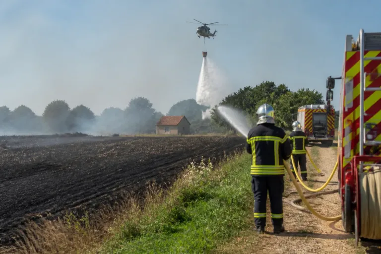 Feu de récolte à Noyant-d’Allier : 21 ha touchés, une maison sauvée par l’hélicoptère