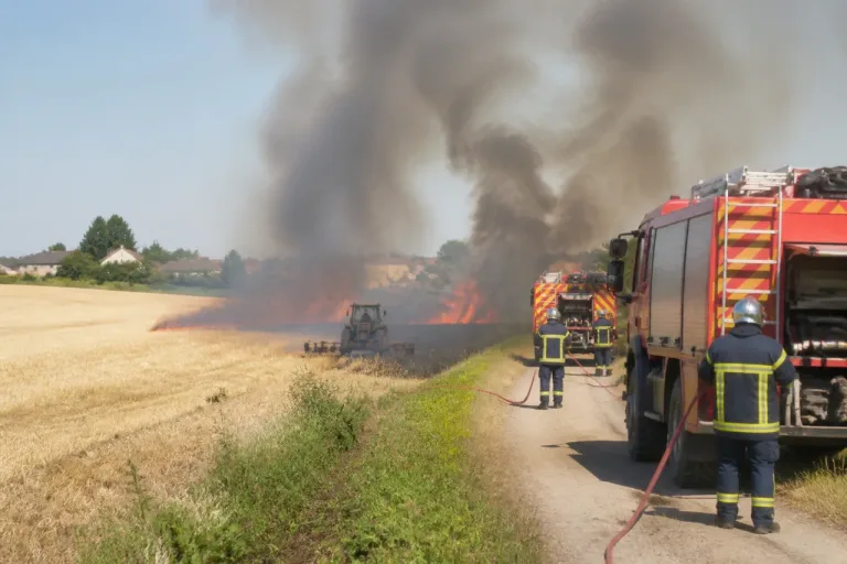 Feu de récoltes dans l’est du Loiret : 100 hectares ravagés, 70 pompiers mobilisés