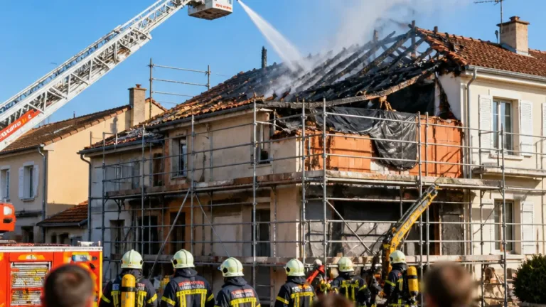Feu sur une maison en rénovation à Cognac : quatre occupants sains et saufs
