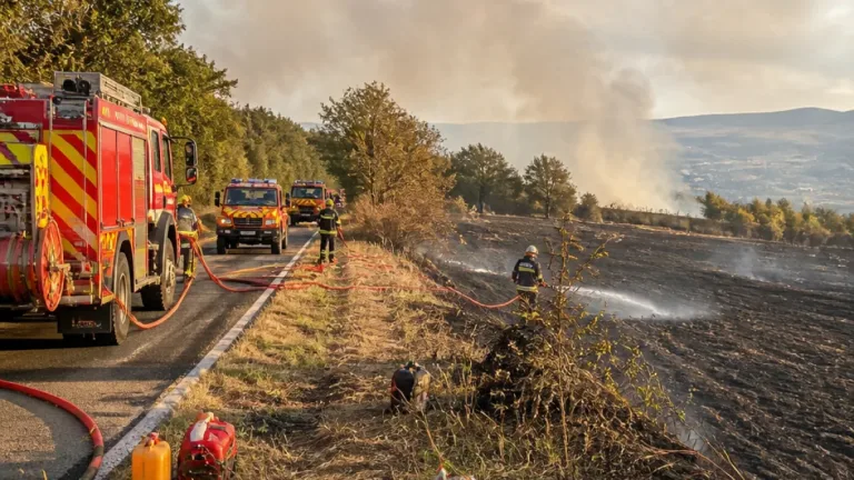 Gleizé : un hectare de chaume réduit en cendres, 24 pompiers engagés