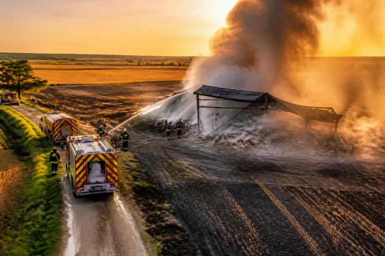 Important feu de chaume près d’Évreux : près de 5 hectares et un hangar agricoles détruits