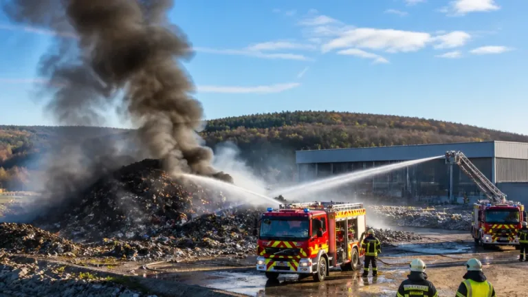 Incendie à la déchetterie d'Aspach-Michelbach : 500 m² partis en fumée, propagation évitée