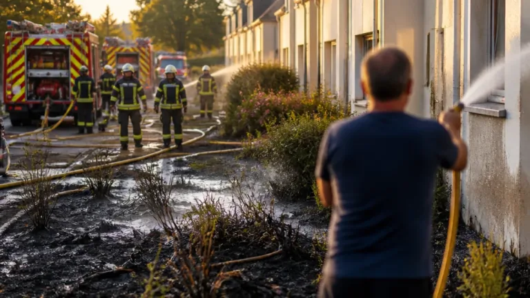 Incendie à Laval : un feu de broussailles s'arrête aux portes des maisons du quartier Thévalles